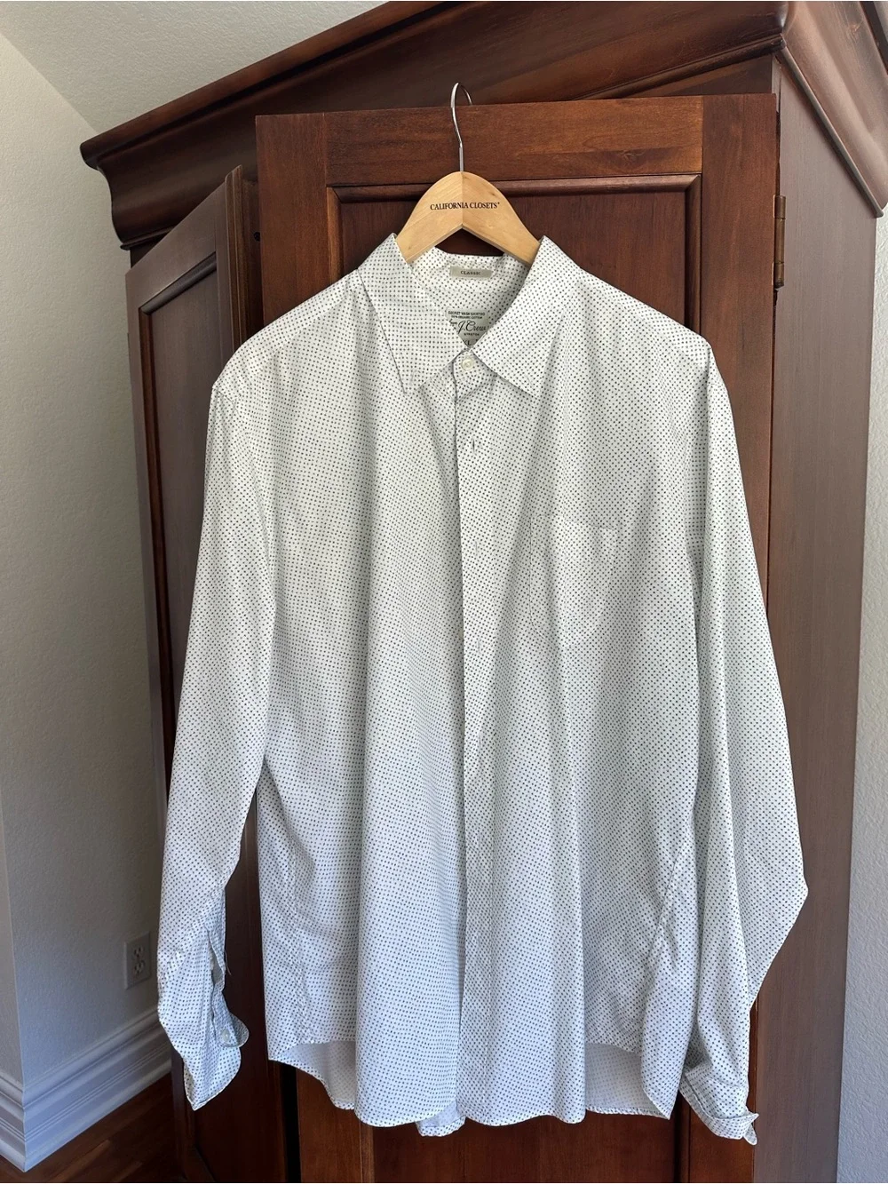 J. Crew White Button-Up Shirt with Microdot Pattern